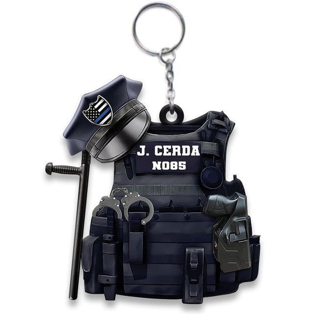 Wholesale Acrylic Flat Police Keychain